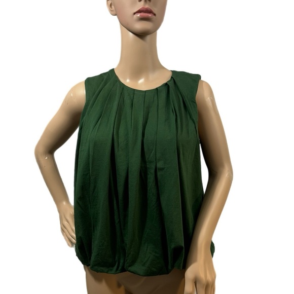 MADEWELL Sleeveless Crewneck Bubble Tank Top Sz XXS (Fits XS) Green Pleated New - Picture 7 of 13